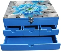 Enigmatic Woodworks Multi Drawer Wood Lotus Storage Box, Blue -Brabantia Shop 41qqW0 DwL. AC