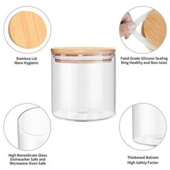 Food Storage Jar, 18.6 FL OZ (550 ML), [Thickened Version] 77L Glass Food Storage Jar With Airtight Seal Bamboo Lid - Modern Design Clear Food Storage Canister For Serving Tea, Coffee, Spice And More -Brabantia Shop 41r30kpPeGL