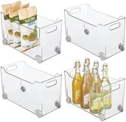 Plastic Storage Container Bin Box With Rolling Wheels And Handle For Kitchen Organization - Pantry, Cupboard, Cabinet Shelves, Or Under Sink - Lumiere Collection - Clear/Gray 11 Plastic Storage Container Bin Box With Rolling Wheels And Handle For Kitchen Organization - Pantry, Cupboard, Cabinet Shelves, Or Under Sink - Lumiere Collection - Clear/Gray -Brabantia Shop 41rGB clmfL. AC