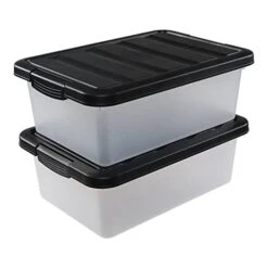 Tyminin Medium Storage Bin With Lid, 14 Quart Plastic Stackable Container Box, 2 Pack