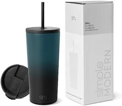 Simple Modern Insulated Tumbler With Lid And Straw | Iced Coffee Cup Reusable Stainless Steel Water Bottle Travel Mug | Gifts For Women Men Her Him | Classic Collection | 24oz | Ocean Geode -Brabantia Shop 41rlfZ6AA4L. AC