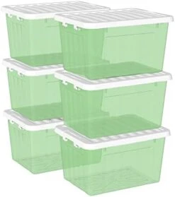 Cetomo 55L*3 Plastic Storage Box,Clear Blue, Tote Box, Organizing Container With Durable Lid And Secure Latching Buckles, Stackable And Nestable, 3Pack, With Buckle -Brabantia Shop 41s7skaD4wL. AC