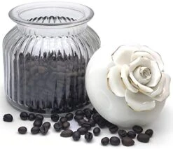 HomeyHoney 22 Oz Decorative Glass Jars With Airtight Lids, Handmade White Porcelain Peony On Lid, Decorative Glass Canisters With Airtight Lids, Glass Storage Containers With Lids For Candy Cookie -Brabantia Shop 41t4fZserYL. AC