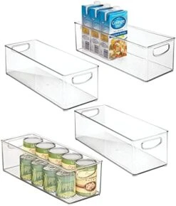 Plastic Stackable Kitchen Organizer - Storage Bin With Handles For Refrigerator, Freezer, Cabinet, And Pantry Shelves Organization - Food Container - Ligne Collection - 4 Pack - Clear -Brabantia Shop 41tFIHNKL2L. AC