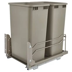 Rev-A-Shelf 53WC-2150SCDM-217 Double 50 Quart Undermount Kitchen Cabinet Pullout Waste Container Trash Bins With Soft Close, Silver 16 Rev-A-Shelf 53WC-2150SCDM-217 Double 50 Quart Undermount Kitchen Cabinet Pullout Waste Container Trash Bins With Soft Close, Silver -Brabantia Shop 41u571aDVbL