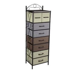 Household Essentials Victoria Dresser Tower Storage Organizer With 8 Multicolor Drawers Black Metal Frame And Mid Century Walnut Wood Grain Top -Brabantia Shop 41u8ZgWetnL