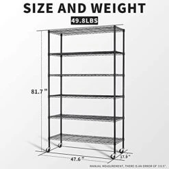 Storage Metal Shelf Wire Shelving Unit With Wheels 82"x48"x18" Sturdy Steel Heavy Duty 6 Tier Layer Rack With Casters For Restaurant Garage Pantry Kitchen Garage Rack Black -Brabantia Shop 41uS2F8vegS