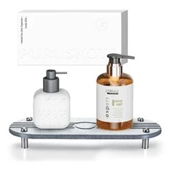 PURUSKOTO Large Fast Drying Sink Tray,Natural Diatomite Material,Instant Dry Sink Organizer,Stone Sink Caddy, Bathroom Counter Organizer,Modern Home Design,Suitable For Bathroom & Kitchen