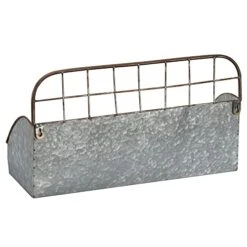 Barnyard Designs Galvanized Metal Rustic Farmhouse Wall Hanging Storage Caddy Holder Organizers, Tin Wall Shelves, Large: 16.5” X 6” X 9.5”, Small: 15.25” X 5” X 8”, Set Of 2 -Brabantia Shop 41v6vvIi6CL