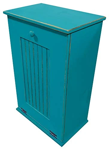 Sawdust City Tilt-Out Wooden Trash Bin Holder (Old Turquoise) 1 Sawdust City Tilt-Out Wooden Trash Bin Holder (Old Turquoise)