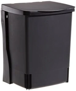 Brabantia 2.6 Gal Built-in Cupboard Trash Can (Black) Mounted Hidden Compact Organizer For Kitchen