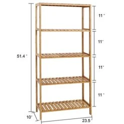 Kinbor 5-Tier Bamboo Bathroon Shelf - Bamboo Shelf Storage Shelving Rack Utility Shelf Multifunctional Bamboo Rack For Bathroom Kitchen Living Room -Brabantia Shop 41w2rsDrR1L