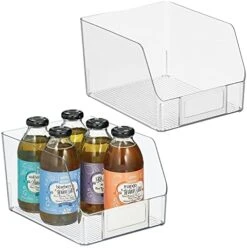 Wide Plastic Kitchen Food Storage Organizer Bin Basket With Open Front And Built-In Label Holder For Cabinets, Pantry - 12 Inch Width - 4 Pack - Clear -Brabantia Shop 41wb5lXNrRL. AC