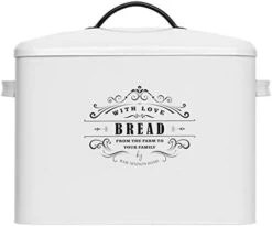 Extra Large White Farmhouse Bread Box For Kitchen Countertop - Holds 2+ Loaves For All Your Bread Storage - Bread Container Counter Organizer To Suit Farmhouse Kitchen Decor, Vintage Kitchen, Rustic -Brabantia Shop 41wkQT3fPL. AC
