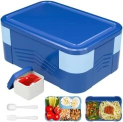 STAVOZE Bento Box, Bento Lunch Box For Kids, 1550ML Lunch Containers For Kids/Adults/Students, 6 Compartment LeakProof Adult Lunch Box With Utensils, Microwave/Dishwasher/Freezer Safe -Brabantia Shop 41woCfSNnWL. AC