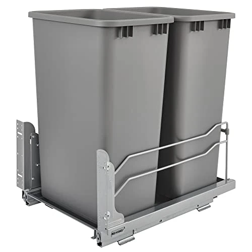 Rev-A-Shelf 53WC-2150SCDM-217 Double 50 Quart Undermount Kitchen Cabinet Pullout Waste Container Trash Bins With Soft Close, Silver 9 Rev-A-Shelf 53WC-2150SCDM-217 Double 50 Quart Undermount Kitchen Cabinet Pullout Waste Container Trash Bins With Soft Close, Silver - Image 9