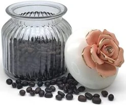 HomeyHoney 22 Oz Decorative Glass Jars With Airtight Lids, Handmade White Porcelain Peony On Lid, Decorative Glass Canisters With Airtight Lids, Glass Storage Containers With Lids For Candy Cookie -Brabantia Shop 41x9GV64SjL. AC