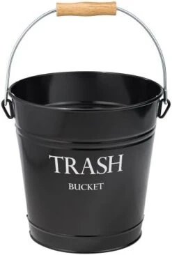 IDesign Metal Pail Trash Can For Bathroom, Bedroom, Home Office, Dorm, 10.75" X 10.75" X 10.5", White Finish With Vintage Black Lettering -Brabantia Shop 41xA7szYTgL. AC