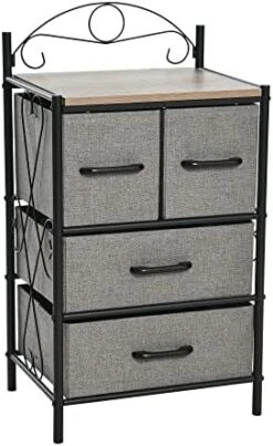 Household Essentials Victoria Dresser Tower Storage Organizer With 8 Multicolor Drawers Black Metal Frame And Mid Century Walnut Wood Grain Top -Brabantia Shop 41xhOJsStvL. AC