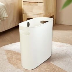 Zaaqii 2.2 Gallon Small Slim White Plastic Trash Can Narrow Covered Garbage Bin For Bathroom Laundry Home Office Kitchen Pack Of 2 -Brabantia Shop 41xhOSd4jZL