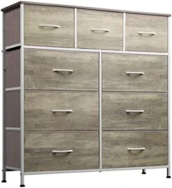 WLIVE 9-Drawer Dresser, Fabric Storage Tower For Bedroom, Hallway, Nursery, Closet, Tall Chest Organizer Unit With Fabric Bins, Steel Frame, Wood Top, Easy Pull Handle, Greige -Brabantia Shop 41xlAbUOYjL. AC