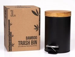 Kazai. 3L Designer Bathroom Bin | Superior Bamboo | Soft Closing | Anti-Finger | Black -Brabantia Shop 41yQngLq61L