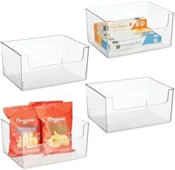 MDesign Modern Plastic Open Front Dip Storage Organizer Bin Basket For Kitchen Organization - Shelf, Cubby, Cabinet, Cupboard, And Pantry Organizing Decor - Ligne Collection - 4 Pack - Clear -Brabantia Shop 41yx8Gg12vL. AC