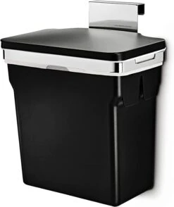 Simplehuman 10 Liter / 2.6 Gallon In-Cabinet Trash Can Heavy-Duty Steel Frame, Black