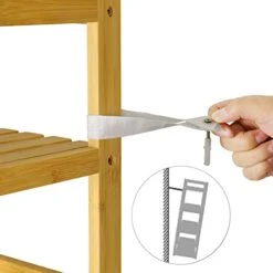 VIAGDO Bamboo Bathroom Shelf 6-Tier, 64.2" Height Narrow Shelving Unit, Multifunctional Storage Rack, Plant Stand Wood Corner Shelf For Kitchen, Livingroom, Hallway, Bathroom Storage Organizer Shelf -Brabantia Shop 41zxbusDFoL