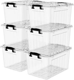 Cetomo 35L*3 Storage Box Storage Bin With Wheels Storage Container With Click Closure And Lid Stackable Transparent Organizer -Brabantia Shop 51 0YLHNXjL. AC