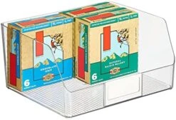 Wide Plastic Kitchen Food Storage Organizer Bin Basket With Open Front And Built-In Label Holder For Cabinets, Pantry - 12 Inch Width - 4 Pack - Clear -Brabantia Shop 51 G2ZNZGWL. AC