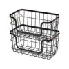 Amazon Basics Stackable Metal Wire Storage Basket Set For Kitchen Or Bathroom - Black/Rose Gold