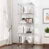 Devo 5-Tier Shelf Shelves For Storage, Wire Shelving Storage Racks, Heavy Duty Shelving, Adjustable Metal Shelf For Garage, Pantry, Kitchen, Side Hooks, Silver(14" D X 24" W X 71" H)