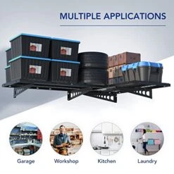 FLEXIMOUNTS 2-Pack 2x4ft Corner Wall Shelving Garage Storage Rack, 24-inch-by-48-inch Floating Shelves, Black -Brabantia Shop 510orw1XtZL