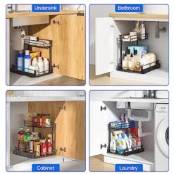 LAMU Larger Under Kitchen Sink Organizers And Storage, Metal Under Sink Organizer Bathroom Cabinet, Undersink Organizers Kitchen, Under Sink Storage And Organization, 13.4W X 16.9D X 15.7H Inches -Brabantia Shop 510vZns4SBL