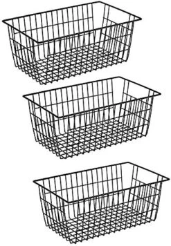 Farmhouse Metal Wire Basket, Fridge Freezer Storage Organizer Bins With Handles For Kitchen Cabinets, Pantry, Closets, Bedrooms, Bathrooms, White 3 Pack -Brabantia Shop 511JwyXCgoL. AC