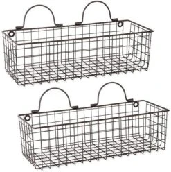 DII Farmhouse Vintage Décor, Wire Wall Basket, Medium, Black, 2 Piece -Brabantia Shop 511lLzvkuuL. AC