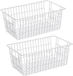 Farmhouse Metal Wire Basket, Fridge Freezer Storage Organizer Bins With Handles For Kitchen Cabinets, Pantry, Closets, Bedrooms, Bathrooms, White 3 Pack -Brabantia Shop 512eT2PSy1L. AC