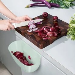 Navaris Hanging Kitchen Waste Bins - Over-Cabinet Garbage Bowl Holder Trash Containers For Collecting Food Scraps And Compost From Counter - Set Of 2