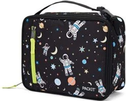 PackIt Freezable Classic Lunch Box, Spaceman, Built With EcoFreeze Technology, Collapsible, Reusable, Zip Closure With Zip Front Pocket And Buckle Handle, Perfect For Healthy Lunches
