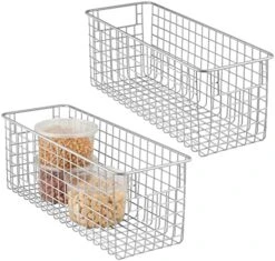 MDesign Metal Wire Food Storage Basket Organizer With Handles For Organizing Kitchen Cabinets, Pantry Shelf, Bathroom, Laundry Room, Closets, Garage - Concerto Collection - 2 Pack - Black -Brabantia Shop 513YycGbLLL. AC