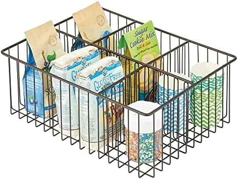 MDesign Farmhouse Decor Metal Wire Food Organizer Storage Bin Baskets For Kitchen Cabinets, Pantry, Bathroom, Laundry Room, Closets, Garage, 6 Sections - Bronze 11 MDesign Farmhouse Decor Metal Wire Food Organizer Storage Bin Baskets For Kitchen Cabinets, Pantry, Bathroom, Laundry Room, Closets, Garage, 6 Sections - Bronze - Image 11