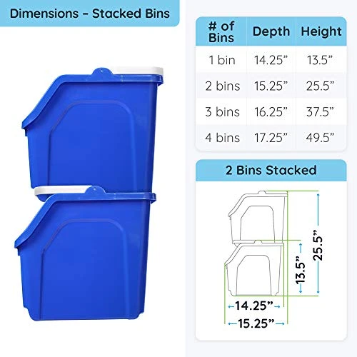 Recycling Rules 6 Gallon Stackable Recycling Bin Container In Blue, Eco-Friendly BPA-Free Handy Recycler With Handle, 4-Pack 6 Recycling Rules 6 Gallon Stackable Recycling Bin Container In Blue, Eco-Friendly BPA-Free Handy Recycler With Handle, 4-Pack - Image 6
