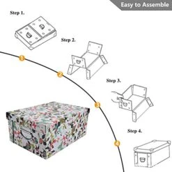 GUOZI Collapsible Storage Box, Decorative Memory Box With Lid & Metal Reinforced Corners, Cardboard File Box With Handles, Organizer Gift Box For Keepsake Toy Photos Office Nursery Wardrobe Bookshelf -Brabantia Shop 513lDfIWWDL