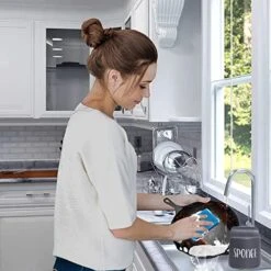 Sponge Holder For Kitchen Sink - Dish Sponge Caddy For Kitchen Sink - Ceramic Sponge Holder - Kitchen Sink Accessories - Farmhouse Fall Decor - Kitchen Counter Decor - Sink Organizer - Black -Brabantia Shop 5145ToDTv8L