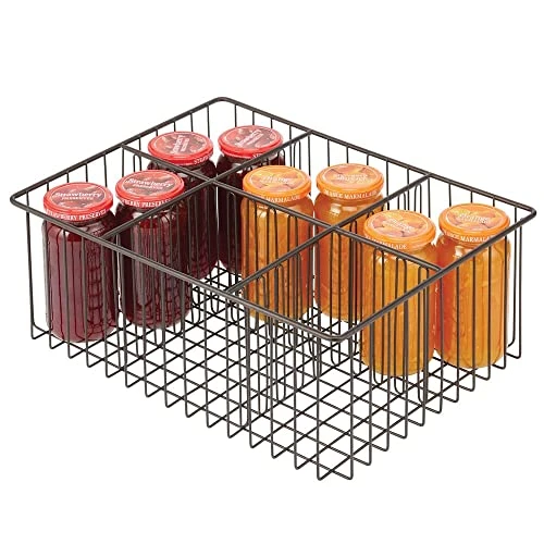 MDesign Farmhouse Decor Metal Wire Food Organizer Storage Bin Baskets For Kitchen Cabinets, Pantry, Bathroom, Laundry Room, Closets, Garage, 6 Sections - Bronze 7 MDesign Farmhouse Decor Metal Wire Food Organizer Storage Bin Baskets For Kitchen Cabinets, Pantry, Bathroom, Laundry Room, Closets, Garage, 6 Sections - Bronze - Image 7