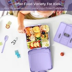 Bento Lunch Box, Lunch Box Kids - 1300ML Insulated Lunch Box With 4 Compartments Bento Box Adult Lunch Box, Leak Proof Lunch Box Containers With Utensils& Food Picks& Cake Cups &Dip Container (Purple) -Brabantia Shop 514L1K2ot6L