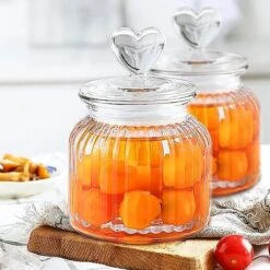 HomeyHoney 22 Oz Decorative Glass Jars With Airtight Lids, Handmade White Porcelain Peony On Lid, Decorative Glass Canisters With Airtight Lids, Glass Storage Containers With Lids For Candy Cookie -Brabantia Shop 515FjRiXtEL. AC