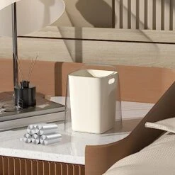 Mini Countertop Trash Can With 5 Rolls Of Trash Bags, Waste Can With Press Type Lid, 0.5 Gallon/1.5 Liter Wastebasket Trash Can Dispenser, Mini Bin For Bathroom Vanity,Coffee Table (White) -Brabantia Shop 516LXwPJrpL