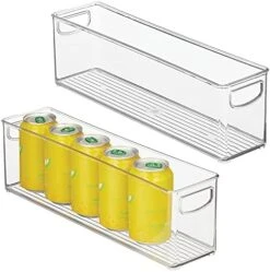 MDesign Plastic Stackable Kitchen Organizer - Storage Bin With Handles For Refrigerator, Freezer, Cabinet, And Pantry Shelves Organization - Food Container - Ligne Collection - 2 Pack - Clear -Brabantia Shop 516PadDxdL. AC